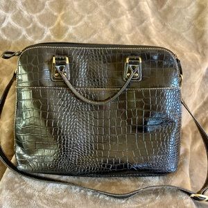 Large Black Worthington Crocodile Laptop Tote Bag